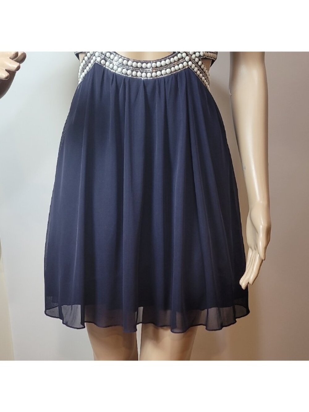 "It Girl" Blue Ruched Halter Mini Dress Glamorous Cocktail Art Deco Old Money - Picture 7 of 14
